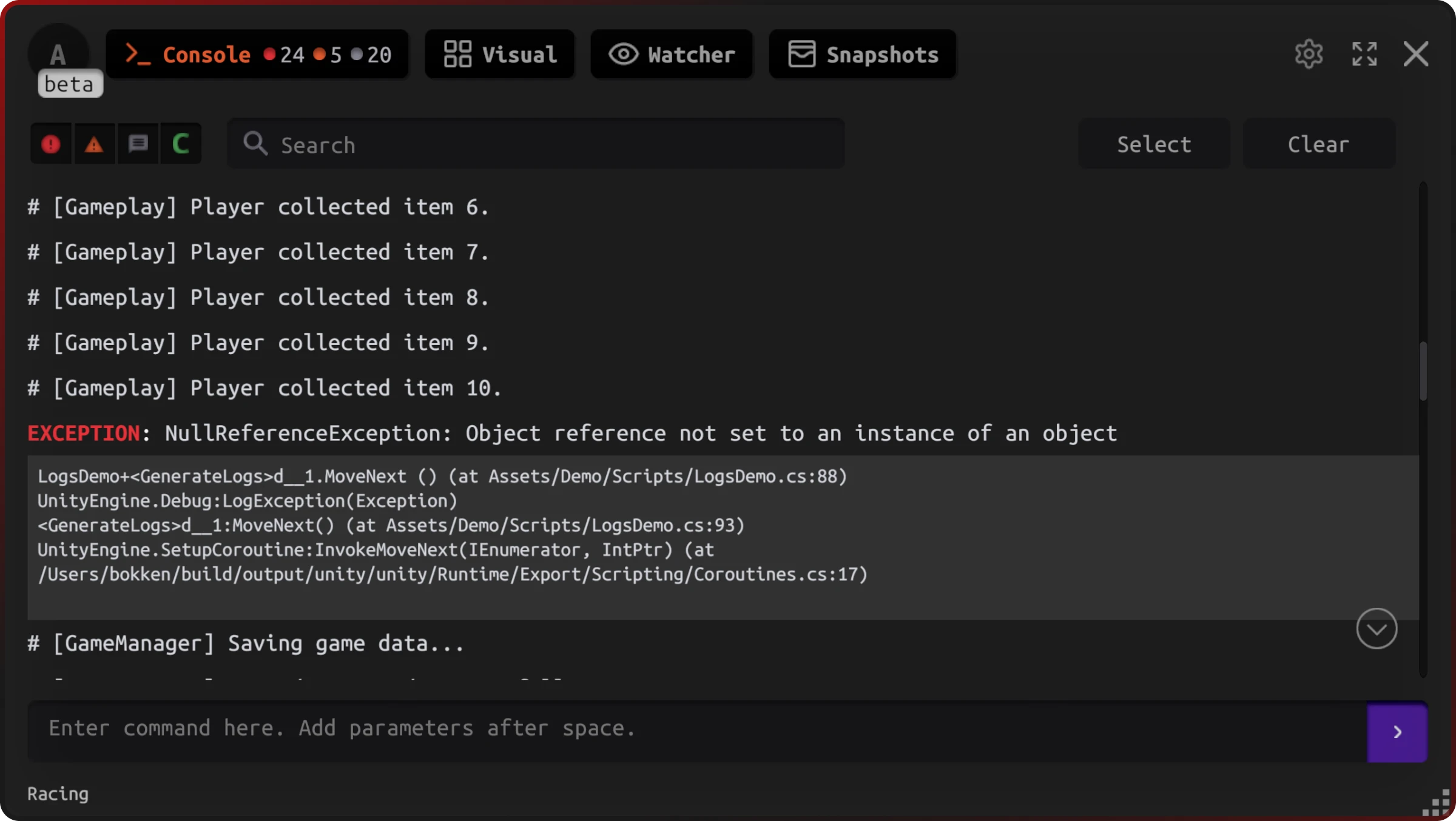 jahro log stacktrace