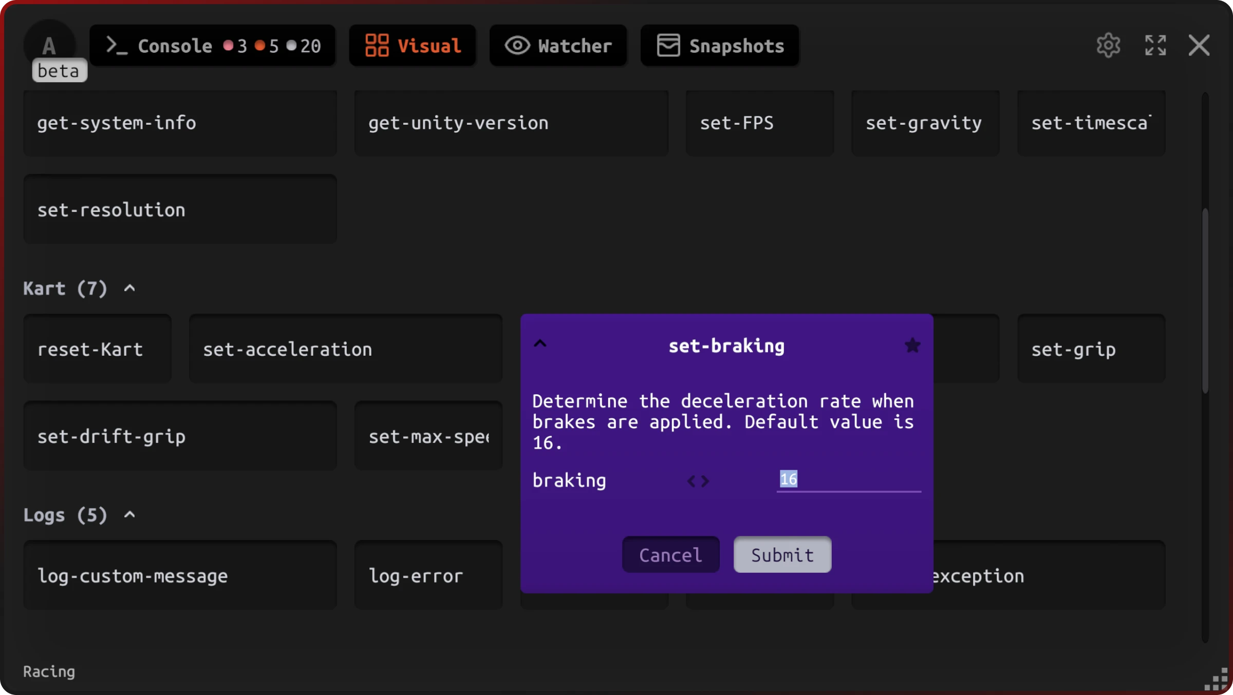 jahro parameter modal