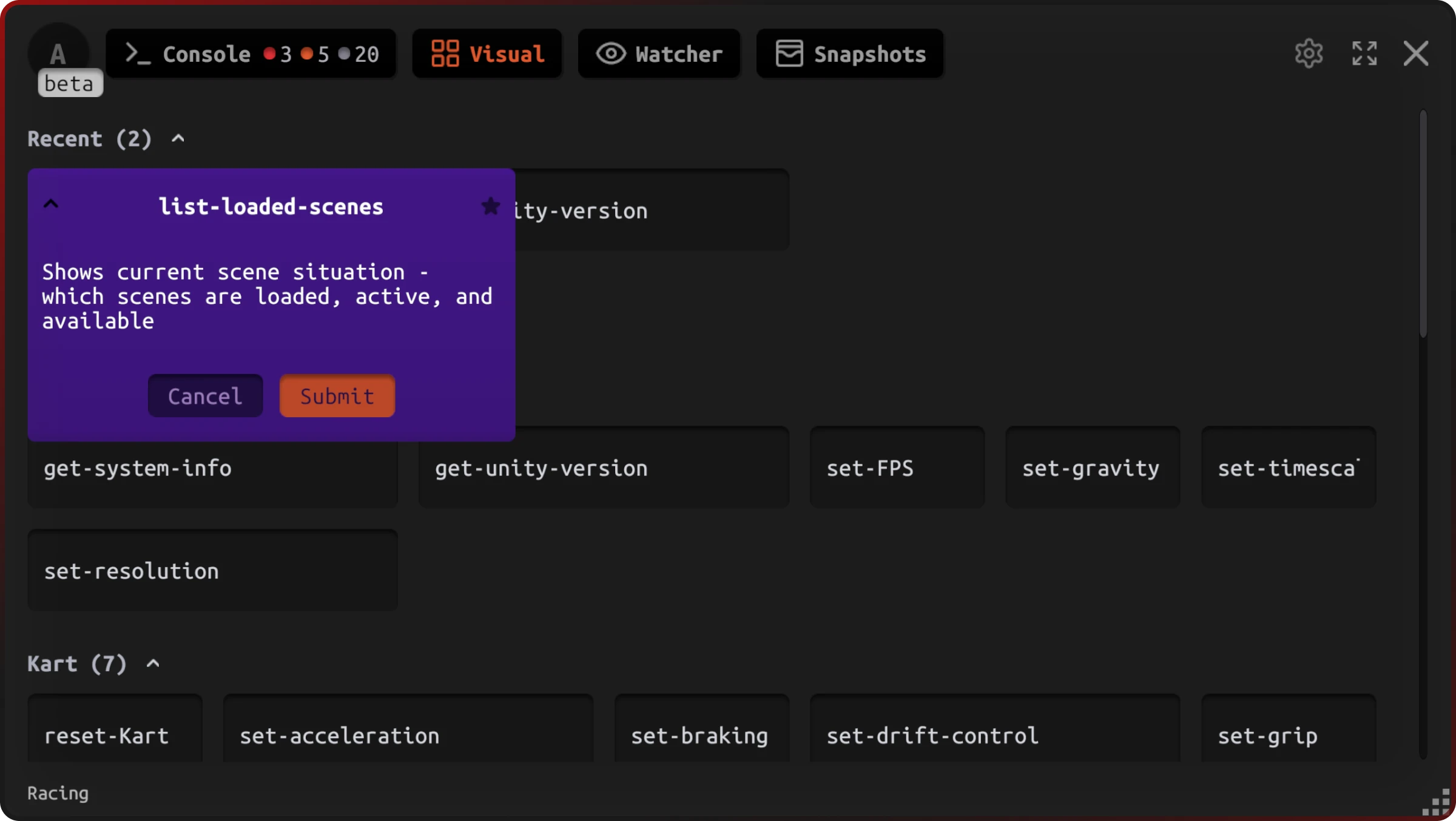 Jahro runtime commands console - production-ready framework for Unity cheat codes and debug actions